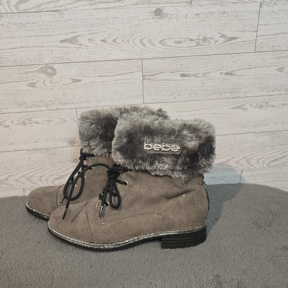 Kids Bebe Fur-Trimmed Winter Boots Sz 2